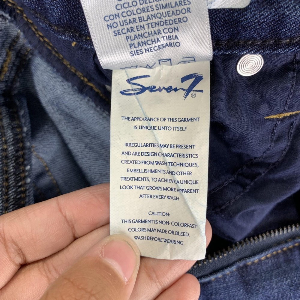 Seven7 Shorts Women 12 (36) Dark Wash Blue Weekend Short Denim Jean Stretch Jort - Picture 9 of 15